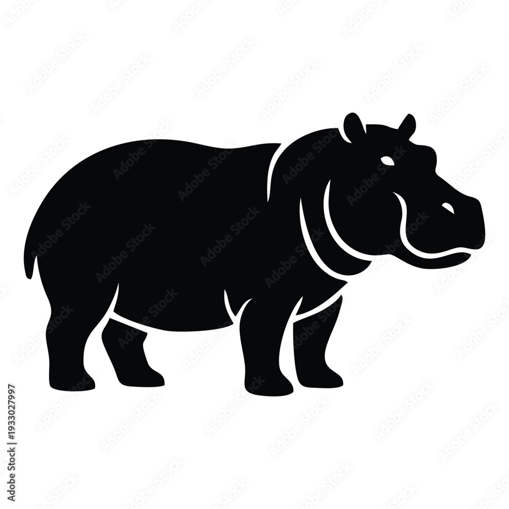 Fototapeta premium Minimalist Hippopotamus Silhouette Logo Design Vector Illustration