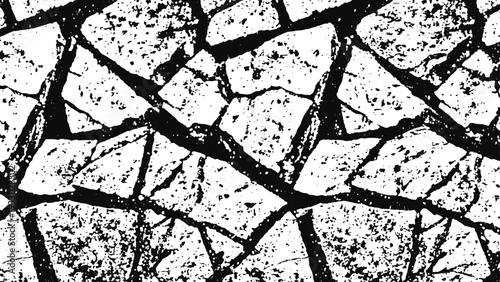 Cracked dry earth texture with bold black fissures and rough surface pattern