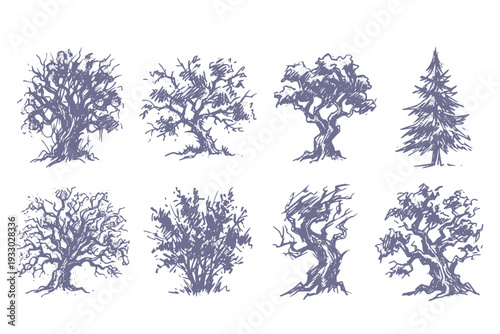 Tree Y2K Retro Stipple Art Forest Brutalist Halftone Vector PNG Transparent Nature 2000s Photocopy Effect Tattoo Aesthetic