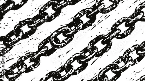 Black grunge chain links pattern distressed metal texture background with rough scratched effect