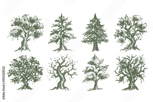 Tree Y2K Retro Stipple Art Forest Brutalist Halftone Vector PNG Transparent Nature 2000s Photocopy Effect Tattoo Aesthetic