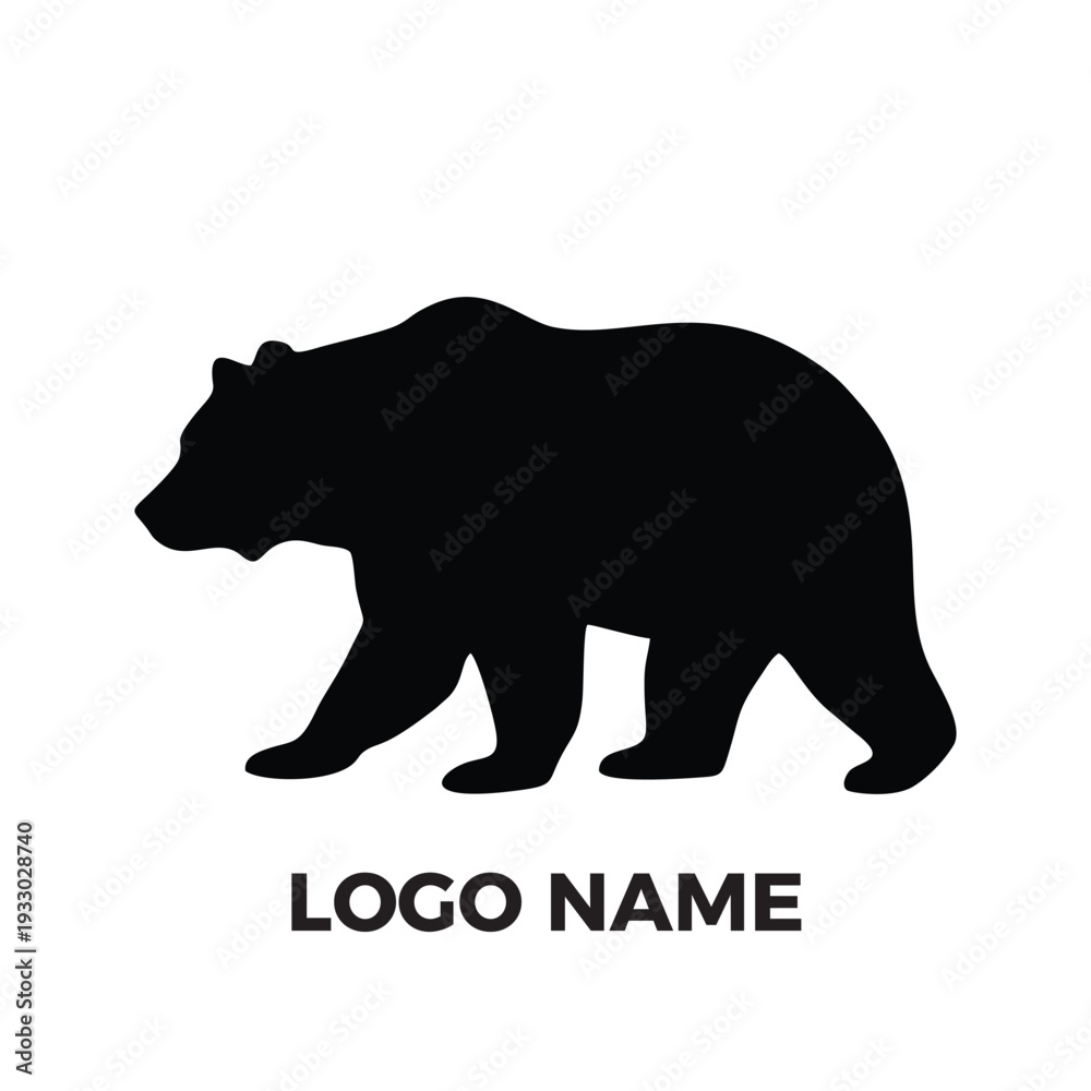 Fototapeta premium Minimalist Walking Bear Silhouette Logo Design Vector Illustration