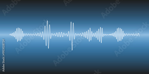 Sound wave line background, abstract white equalizer effect, voice audio assistant, energy pulse beat. Vector sound wave illustration.