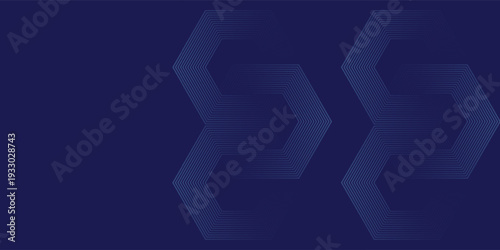 Dark blue background with hexagon geometric lines pattern. Abstract shiny hexagon lines. Futuristic technology concept,eps.10