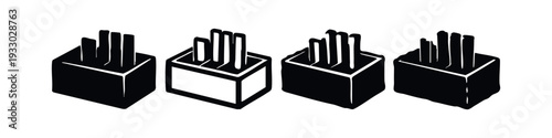 Black and White Knife Holder Icons Collection