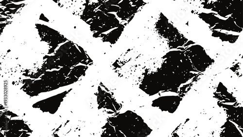 Black and white abstract texture with rough cracks and distressed irregular patterns