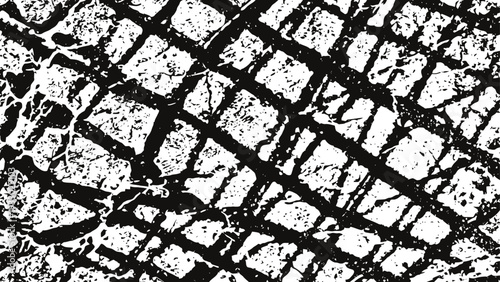 Black and white grunge texture with cracked and scratched abstract pattern background