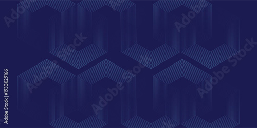 Dark blue background with hexagon geometric lines pattern. Abstract shiny hexagon lines. Futuristic technology concept,eps.10