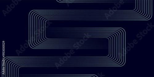 Modern dark blue abstract horizontal banner background with glowing geometric lines.Suitable for covers, brochures, presentations, flyers. vector
