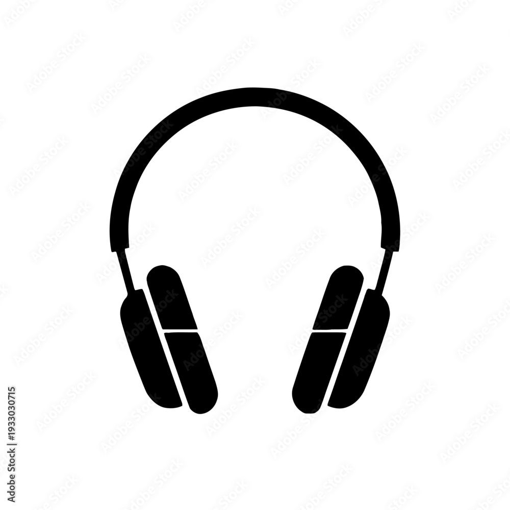 Fototapeta premium Black headphones icon on white background vector