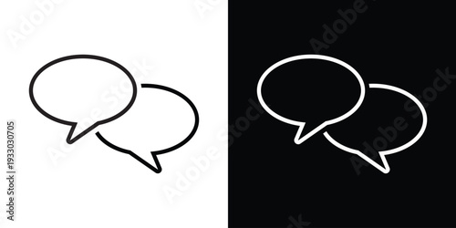 Thin line vector icon of an oval speech bubble. Minimalist communication symbol for typing, commenting, and instant messaging interfaces for web and mobile applications.