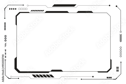 HUD frames black user interface elements design modern technology futuristic control panel screen digital hologram window gaming menu touching cyber monitor set on white background.