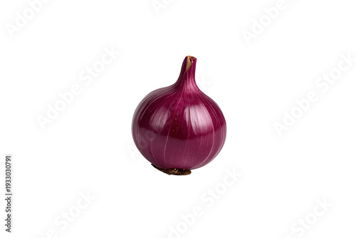 Red onion bulb displaying vibrant purple skin, representing fresh organic cooking ingredients and healthy eating, transparent background