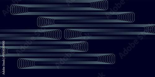 Modern dark blue abstract horizontal banner background with glowing geometric lines.Suitable for covers, brochures, presentations, flyers. vector