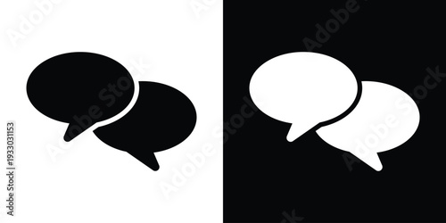 Solid oval speech bubble icon with three dots. Flat vector graphic representing typing, chat notifications, and digital correspondence for modern software and social media platforms.