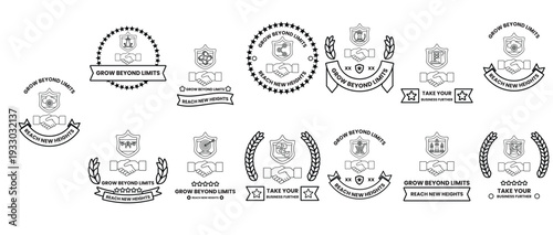 A collection of symbols and logos, including one that says "Grow Your Own Food"