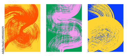 Set of abstract backgrounds. Colorful brush strokes, patterns, posters, cover.
