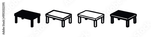 Isometric Small Table or Stool Furniture Doodle Icon Set