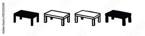 Isometric Small Table or Stool Furniture Doodle Icon Set