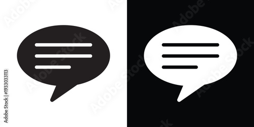 Thin line vector icon of an oval speech bubble with three lines. Minimalist communication symbol for typing, commenting, and instant messaging interfaces for web and mobile applications.