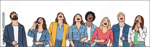 Diverse group of people wearing sunglasses standing together in a line, showcasing different styles and fashion trends