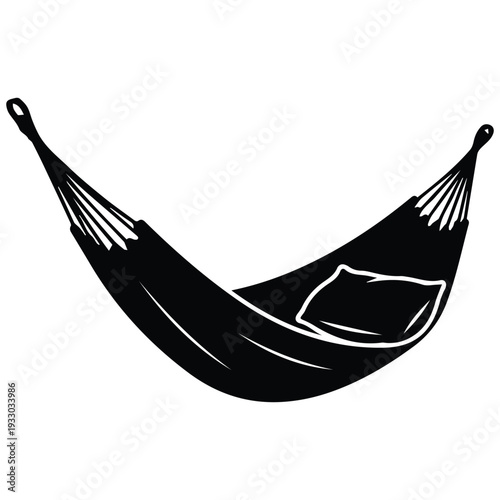 Relaxing black hammock with pillow for outdoor leisure