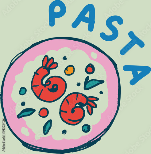 Pasta with shrimps Italian food