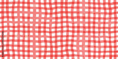 Red and white checkered pattern with a slightly textured hand drawn style