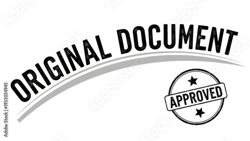 Approved original document stamp on a white background graphic