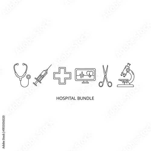 Medical and Healthcare Icons Arranged in a Row