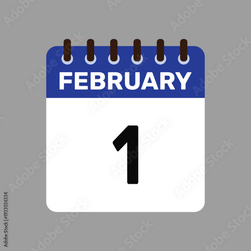 calendar with february 1 icon vector reminder for important deadlines and special events this autumn season