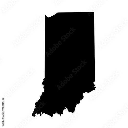 Black silhouette of indiana state isolated on transparent background