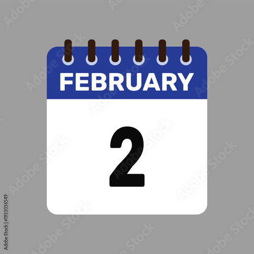 calendar with february 2 icon vector reminder for important deadlines and special events this autumn season