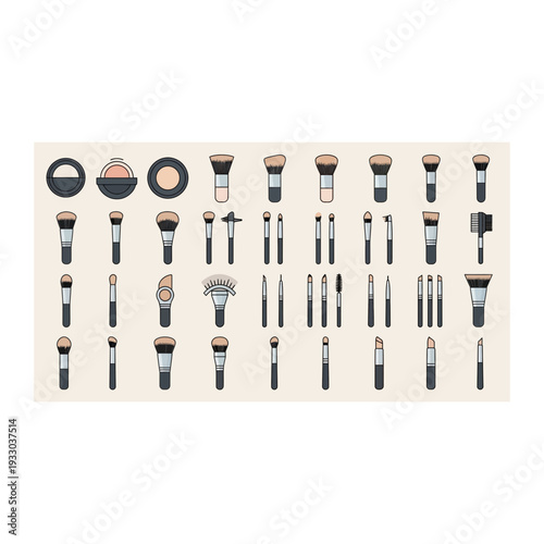 Makeup Brush Assortment: Professional Cosmetic Tools for Perfect Application