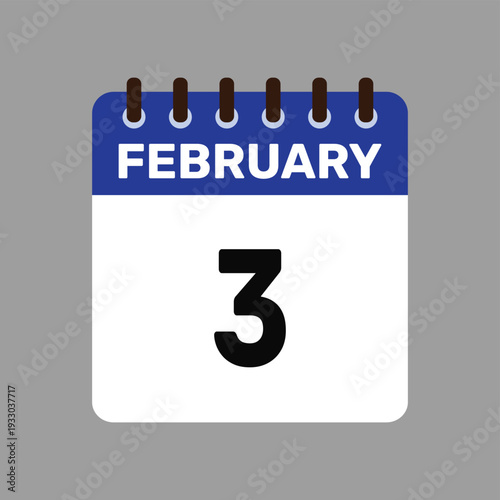 calendar with february 3 icon vector reminder for important deadlines and special events this autumn season