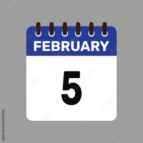 calendar with february 5 icon vector reminder for important deadlines and special events this autumn season