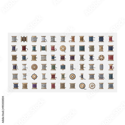 Large Collection of Colorful Thread Spools for Sewing and Crafting