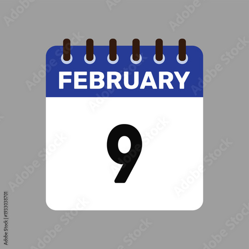 calendar with february 9 icon vector reminder for important deadlines and special events this autumn season