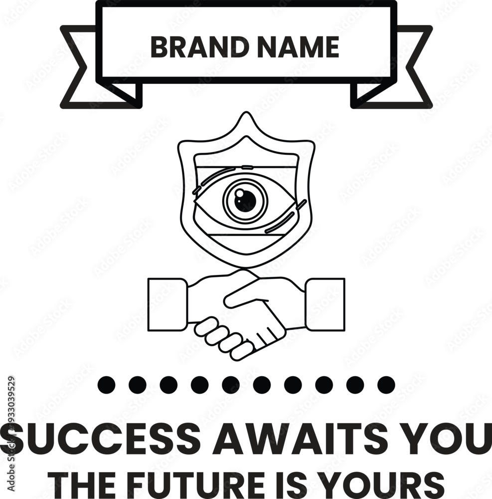 Fototapeta premium A white and black image of a handshake with a banner that says 