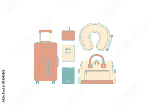 Travel Preparation Arranged Items Passport Luggage Accessories for Journey Departure Vacation Getaway Trip Planning Adventure Voyage Exploration
