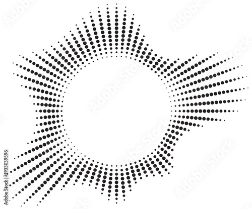 Seven peak spiky starburst black dotted halftone radial sound wave audio equalizer icon vector illustration