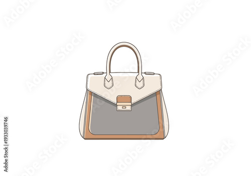 Fashionable Handbag Accessory For Women Elegant Style Modern Design With Handle And Buckle Isolated On White Background