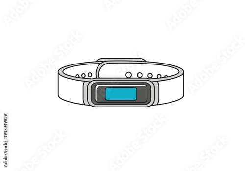 Modern Digital Wristband Tracker Device for Health Monitoring and Activity Tracking with Blue Screen Display and Adjustable Strap