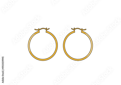 Elegant Gold Hoop Earrings on White Background Minimalist Accessory for Fashion Showcase and Jewelry Design Concepts