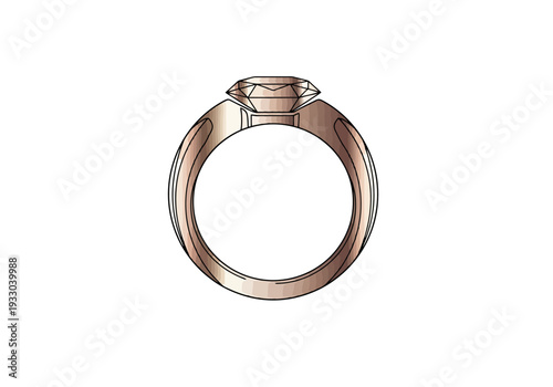 Elegant Rose Gold Ring Design With Brilliant Cut Gemstone For Jewelry Creation And Fashion Accessory Concept