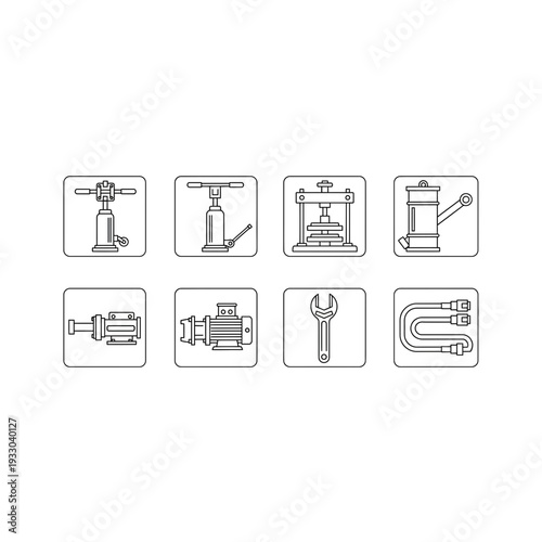 Mechanical and Engineering Tools Icons in Square Frames