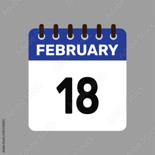 calendar with february 18 icon vector reminder for important deadlines and special events this autumn season