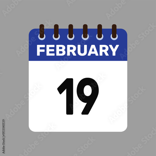 calendar with february 19 icon vector reminder for important deadlines and special events this autumn season