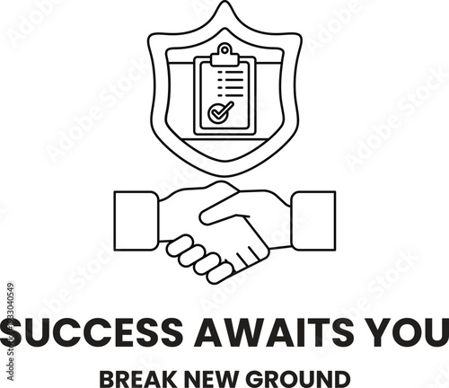 A white and black logo for a company that is about to succeed