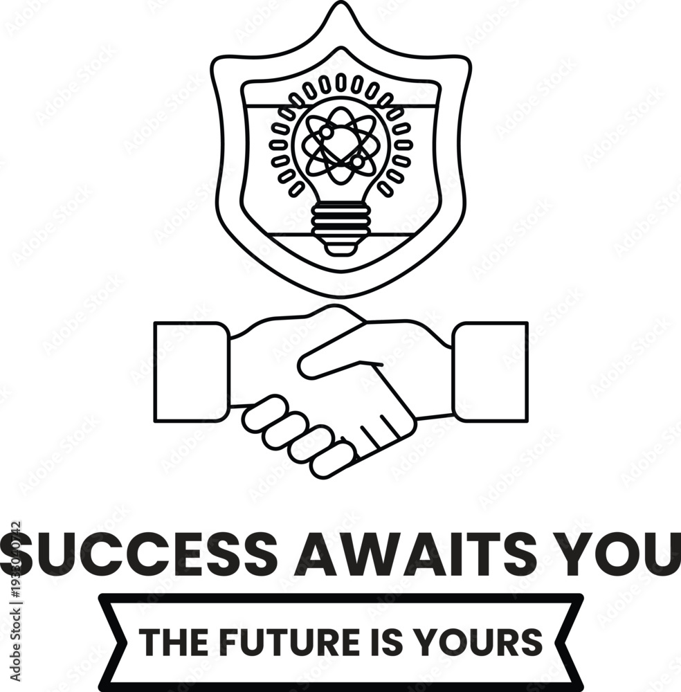 Fototapeta premium A black and white image of two hands shaking with the words 